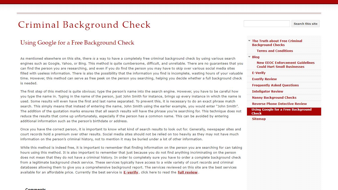 Using Google for a Free Background Check - Criminal Background Check